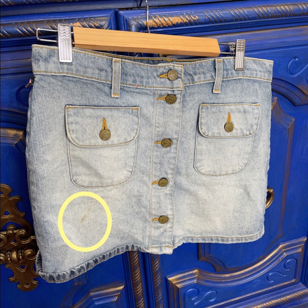 Polo RALPH LAUREN Womens Vintage Lightwash Denim Jean Skirt Size 8 Button Down - Picture 5 of 5